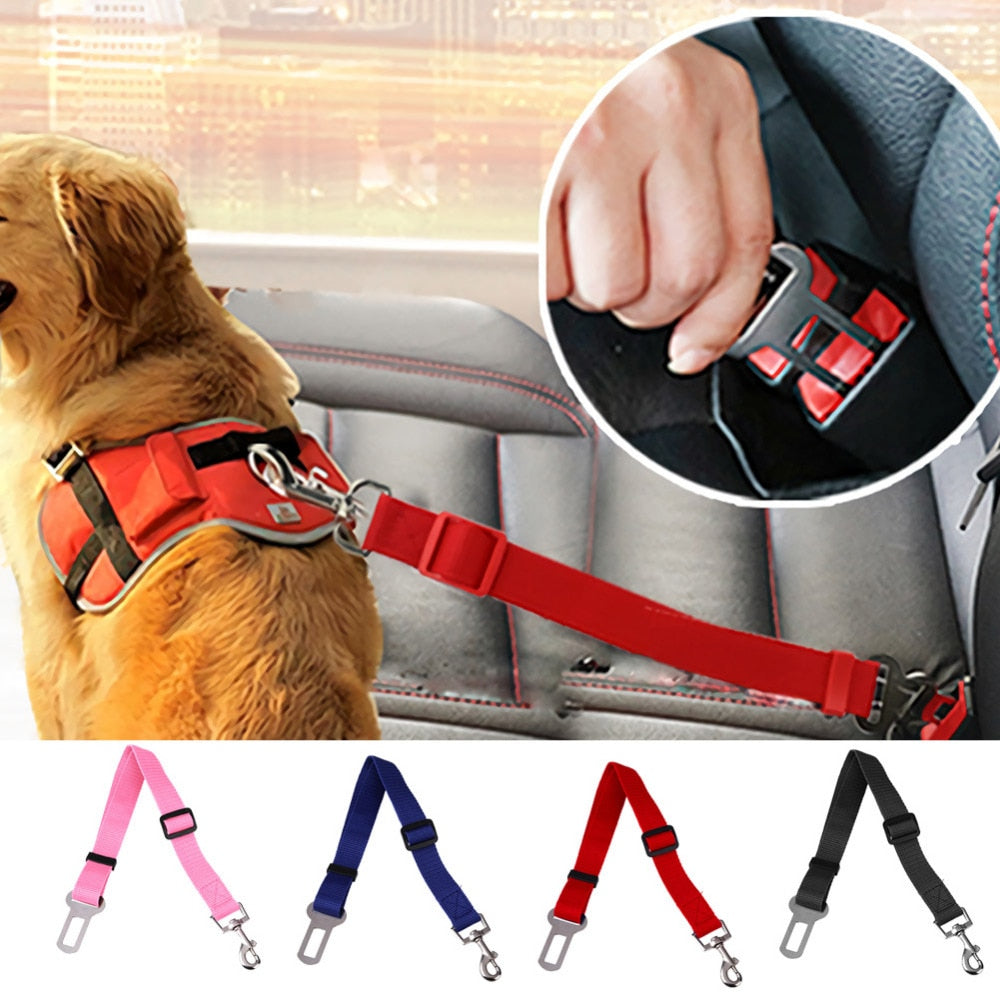 Dog Seat Belt black three-quarter view TPS