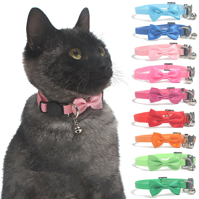 Bow Bell Cat Collar — Adjustable with Safety Buckle
