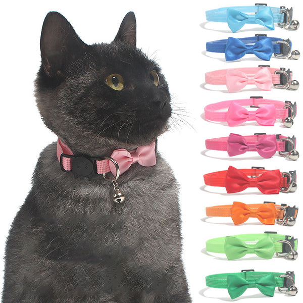 Bow Bell Cat Collar — Adjustable with Safety Buckle