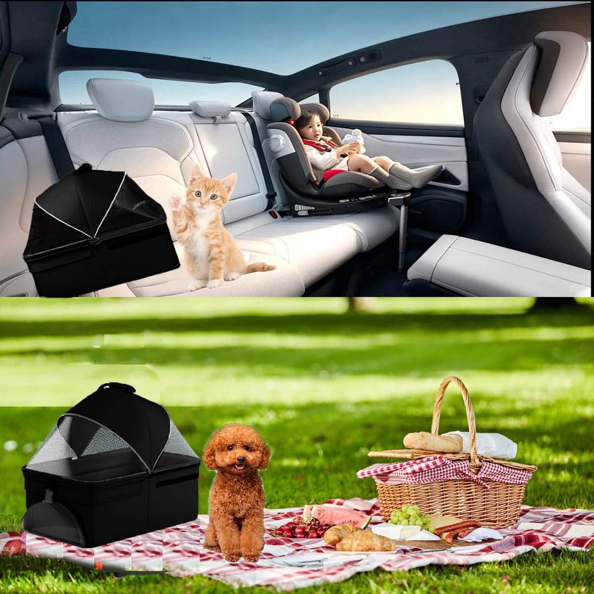 Folding Pet Stroller — 3-in-1 Travel Carrier & Car Seat