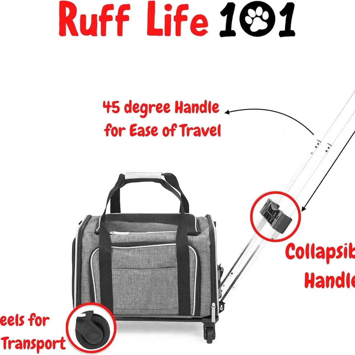 Sac de transport extensible pour animaux de compagnie sur roues, approuvé par les compagnies aériennes - Sac de transport extensible à roulettes sur deux côtés - Conçu pour les chiens et les chats - Extra