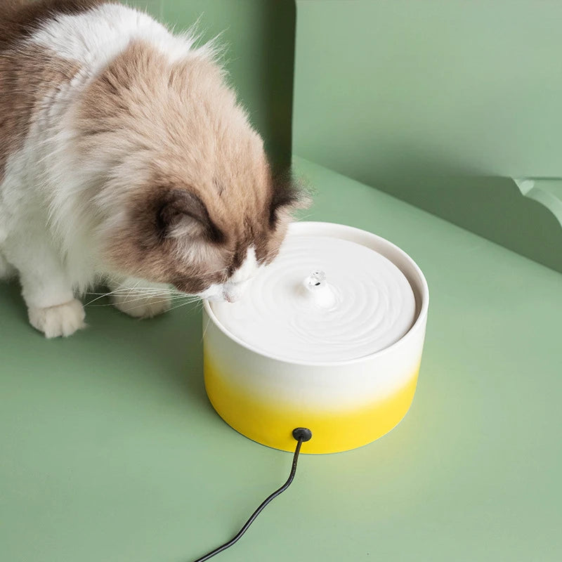 Pet Cat Drinking Fountain Automatic Electric Ceramic Heating Water Dispenser Drinking Fountain Drinking Water Circulating Bowl