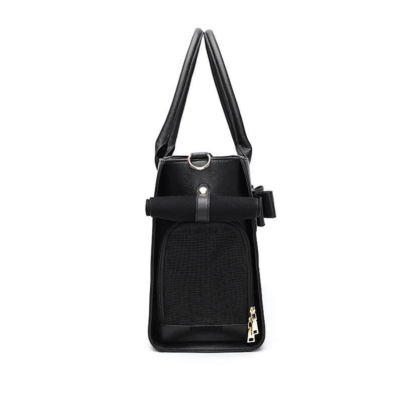 Sac à bandoulière en cuir pour chien et chat, accessoire de transport portable pour l'extérieur, idéal pour les chiots et les chats 