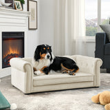 Matte black large elevated dog bed wood frame feet detail