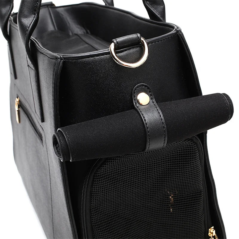 Sac à bandoulière en cuir pour chien et chat, accessoire de transport portable pour l'extérieur, idéal pour les chiots et les chats 