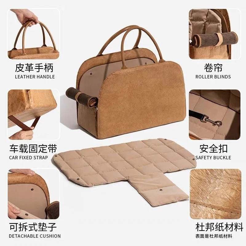 Sac de transport en cuir de luxe pour petits chiens et chats, sacoche de transport pour animaux de compagnie, sac à main pour chiots, lit pour animaux, sac de voyage pour voiture 