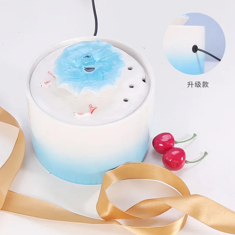 Automatic Electric Feeder for Cat Water Fountain Ceramic Filter Drinking Bowl Cat Drinker Dispenser Drinkers Pump USB Charge