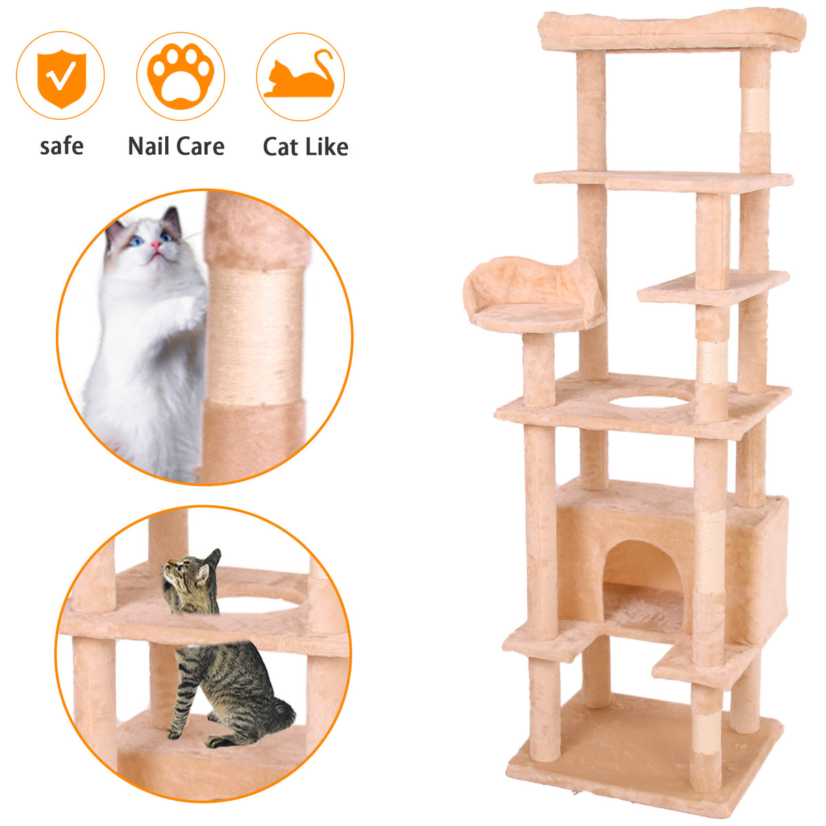 Deluxe cat climbing tower in a living room lifestyle scene — The Pet Society