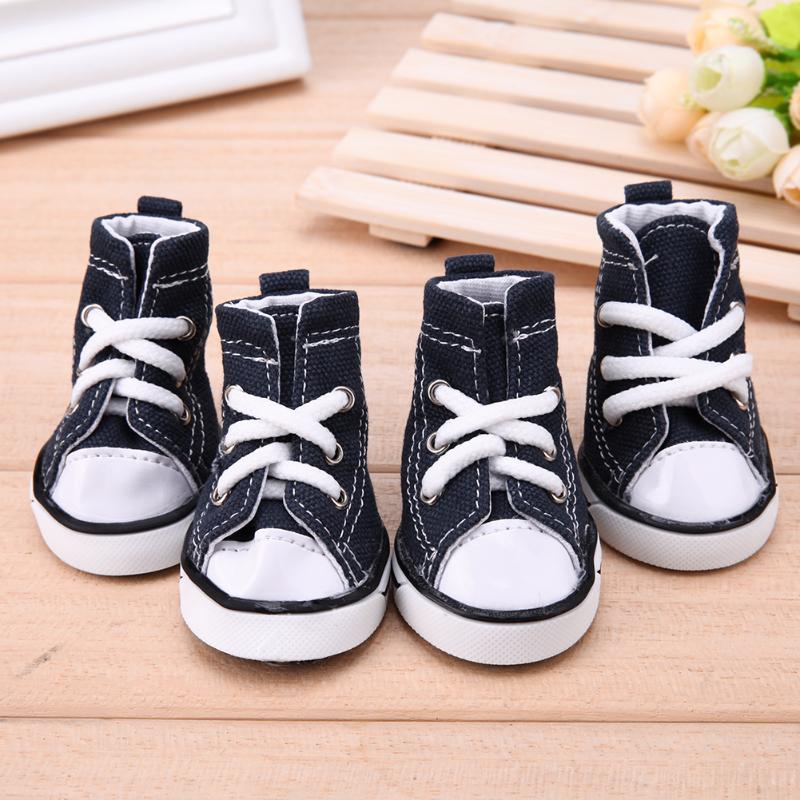 Denim Dog Sneakers — Anti-Slip Waterproof Booties (Set of 4)