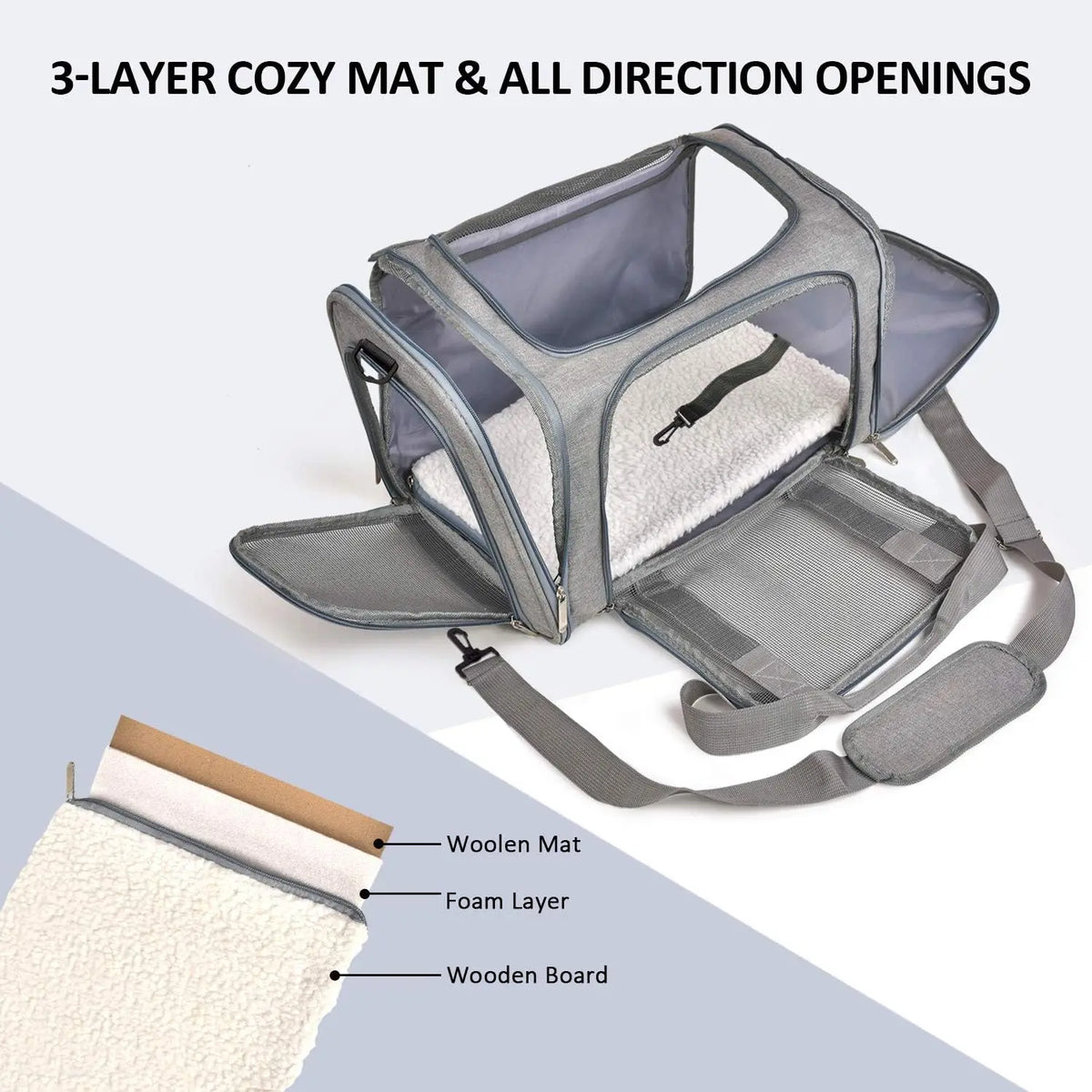 Sac de transport pour chiens de petite et moyenne taille jusqu'à 15 lb, sac de transport approuvé par les compagnies aériennes, sac de transport souple et pliable pour chiots 