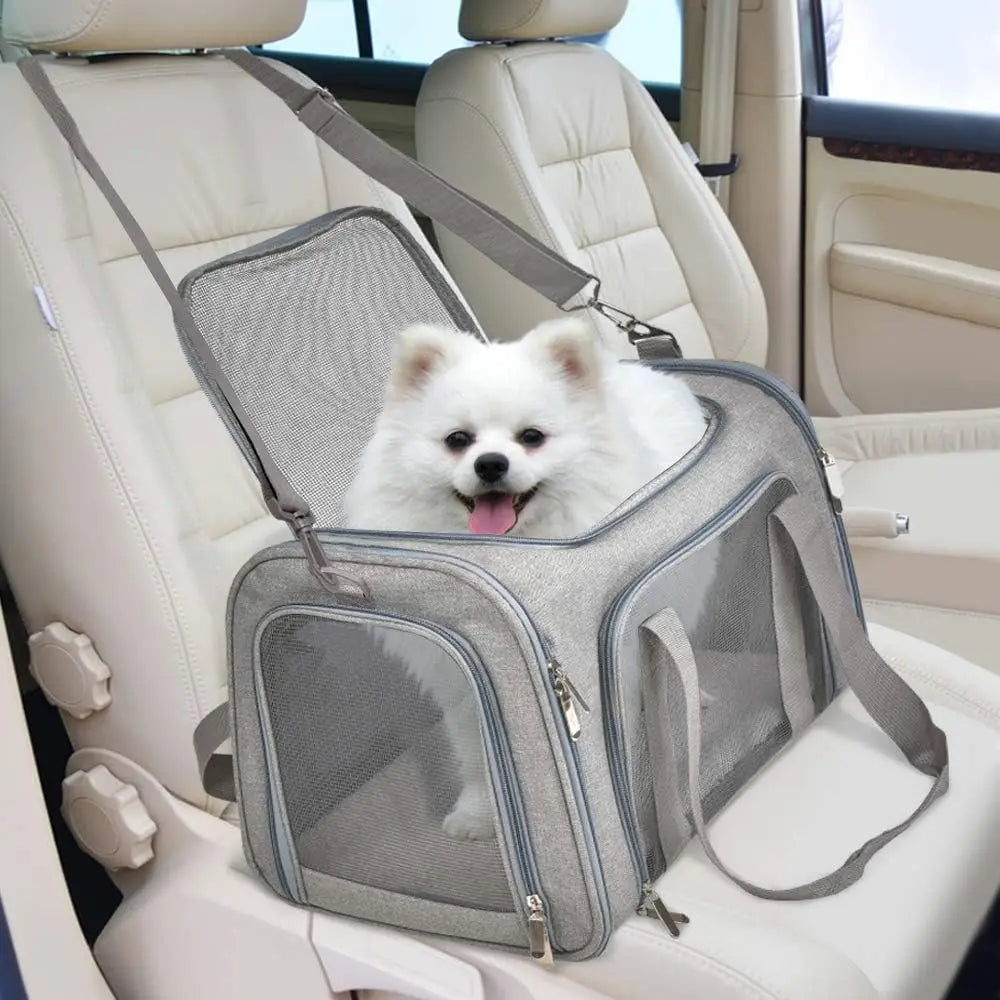Sac de transport pour chiens de petite et moyenne taille jusqu'à 15 lb, sac de transport approuvé par les compagnies aériennes, sac de transport souple et pliable pour chiots 