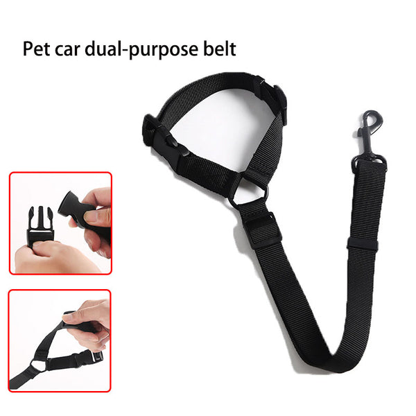 Dog Seat Belt black three-quarter view TPS
