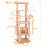 Deluxe cat climbing tower plush platforms detail — The Pet Society