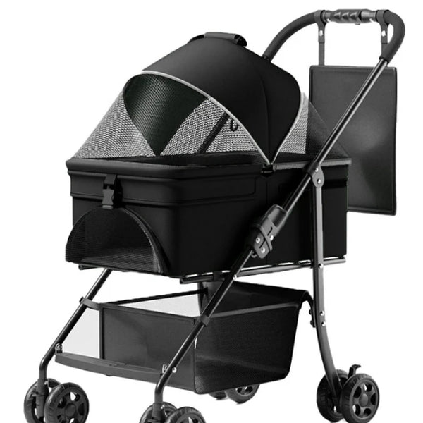Folding Pet Stroller — 3-in-1 Travel Carrier & Car Seat