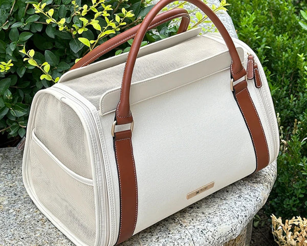 Sac de transport portable pour animaux de compagnie, sac de transport en cuir respirant avec poignée, sac à main en toile, approuvé par les compagnies aériennes, pour petits animaux de compagnie 