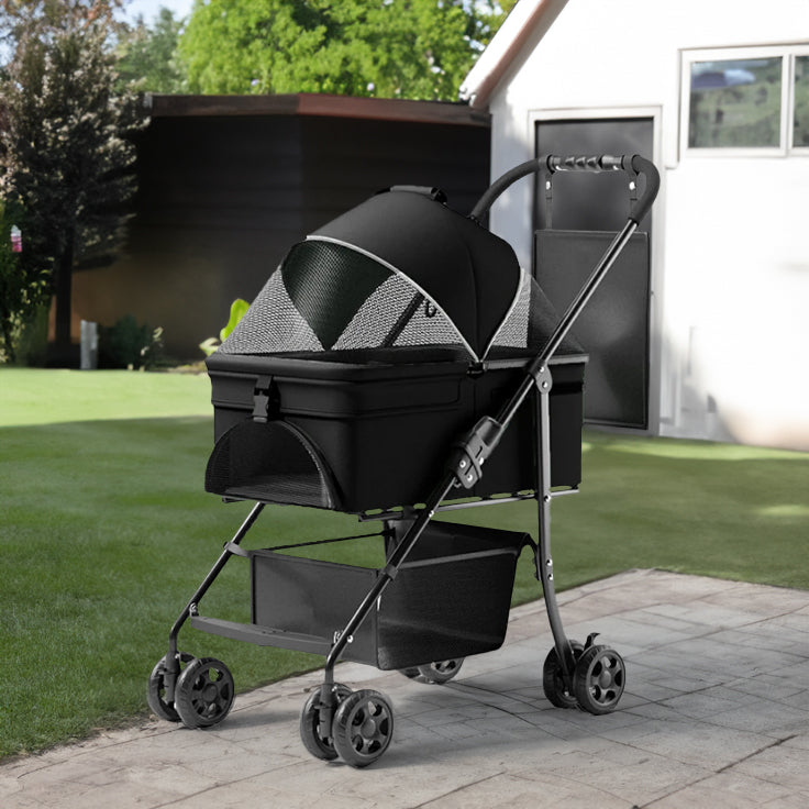 Folding Pet Stroller — 3-in-1 Travel Carrier & Car Seat
