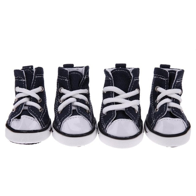 Denim Dog Sneakers — Anti-Slip Waterproof Booties (Set of 4)