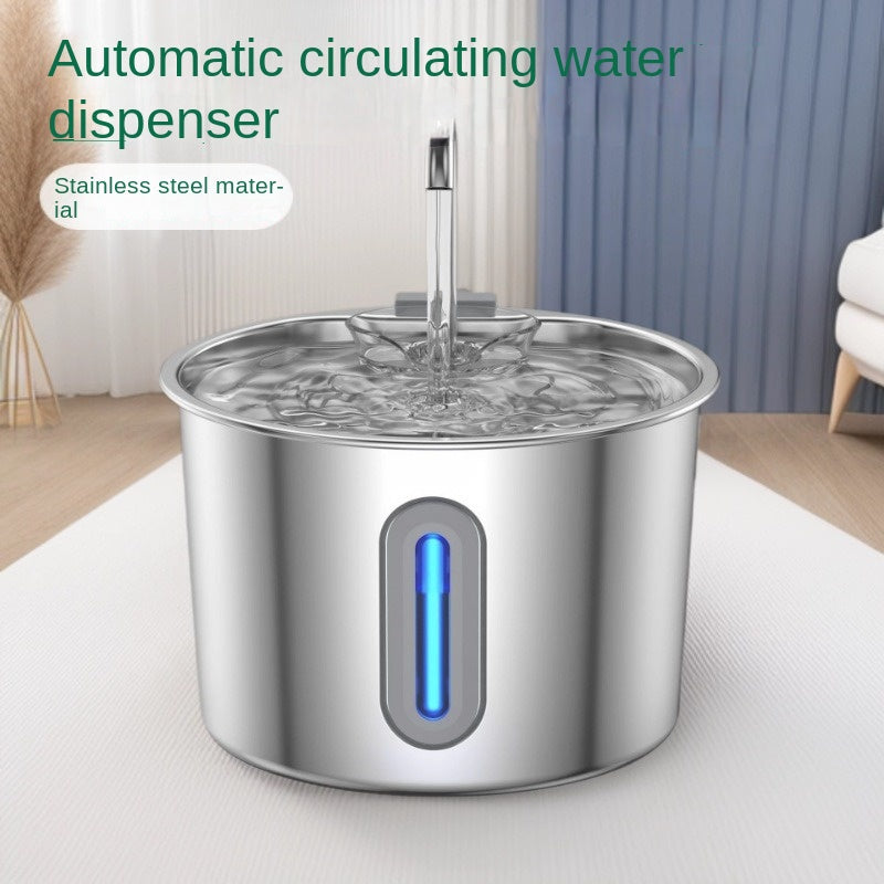 Stainless Steel Pet Water Fountain — Filtered & Quiet