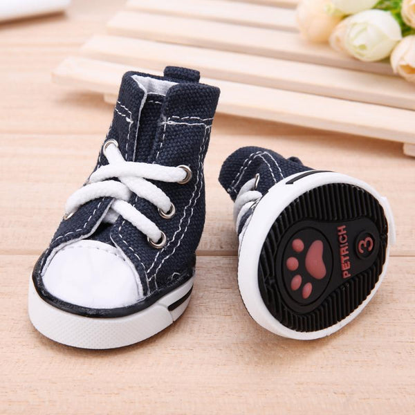 Denim Dog Sneakers — Anti-Slip Waterproof Booties (Set of 4)