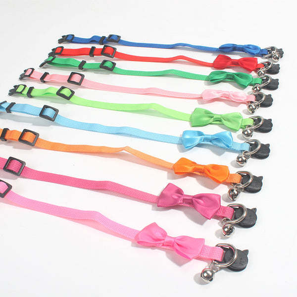 Bow Bell Cat Collar — Adjustable with Safety Buckle