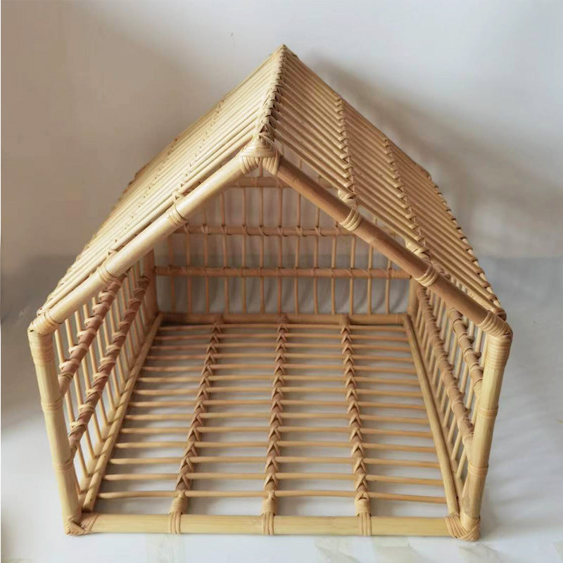 Handwoven Rattan Cat Den
