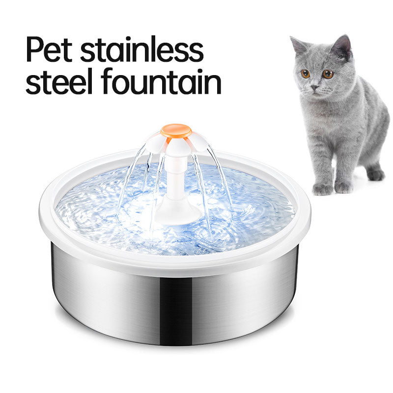 Fontaine à eau chat Halo en inox — 2.2L ultra-silencieuse
