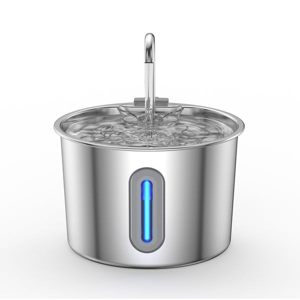 Stainless Steel Pet Water Fountain — Filtered & Quiet