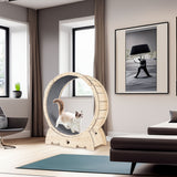 Natural wood cat exercise running wheel 37 inch — main view — The Pet Society
