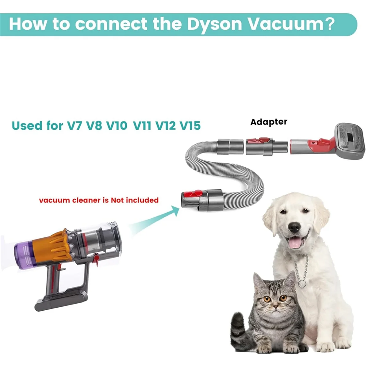 Beauty Pet Dog Grooming Kit for Dyson Vacuum V7 V8 V10 V11 V12 V15,Dog Grooming Brush Attachment,Dog Hair Groomer Tools