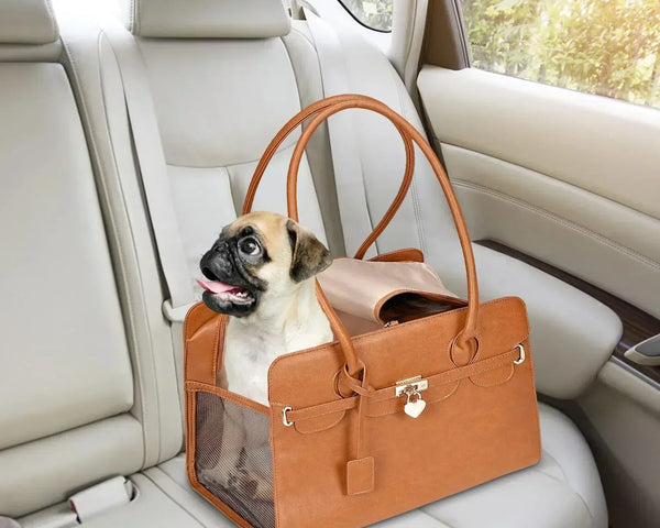 Sac de transport pour petits chiens, sac à main en cuir, sac à bandoulière portable pour chat, sac d'extérieur coupe-vent, design tendance 