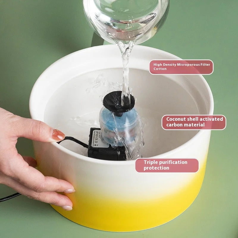 Pet Cat Drinking Fountain Automatic Electric Ceramic Heating Water Dispenser Drinking Fountain Drinking Water Circulating Bowl