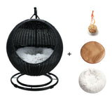 Handmade cat bed hammock, woven cane design for cats and puppies, perfect for swing sleeping and pet relaxation.