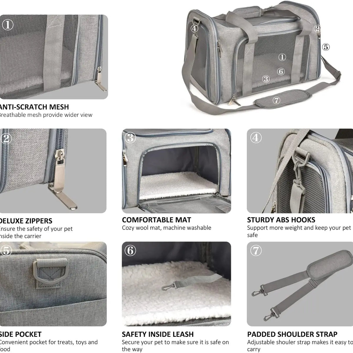 Sac de transport pour chiens de petite et moyenne taille jusqu'à 15 lb, sac de transport approuvé par les compagnies aériennes, sac de transport souple et pliable pour chiots 