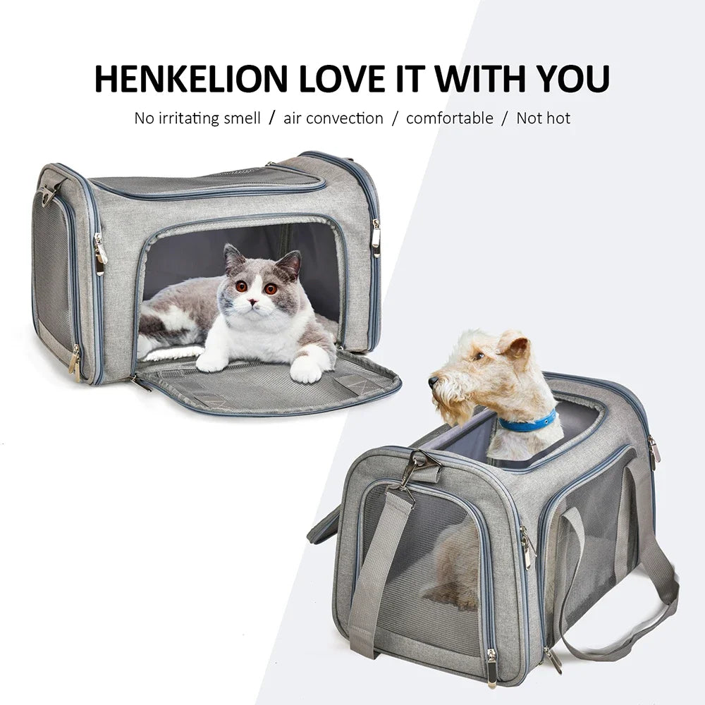 Sac de transport pour chiens de petite et moyenne taille jusqu'à 15 lb, sac de transport approuvé par les compagnies aériennes, sac de transport souple et pliable pour chiots 