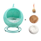 Stylish Cat Bed Handmade House Nest Basket Cane Woven, perfect for dogs and cats to swing and sleep comfortably.