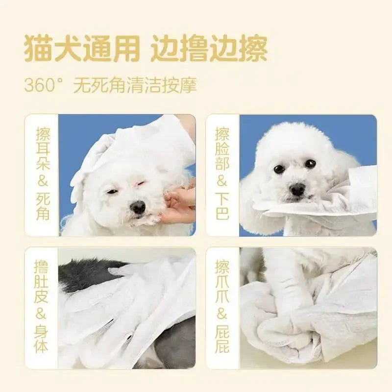 Pet Cleaning Glove Wipes Disposable Pet Grooming Glove for Cats & Dogs, 6 Pieces Per Pack, Pet Cleaning Supplies