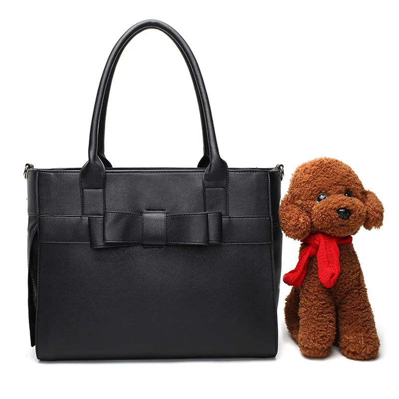 Sac à bandoulière en cuir pour chien et chat, accessoire de transport portable pour l'extérieur, idéal pour les chiots et les chats 